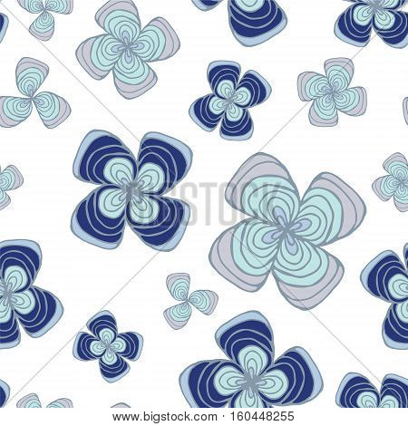 stock vector abstract seamless doodle pattern with flowers and waves. oriental backgraund