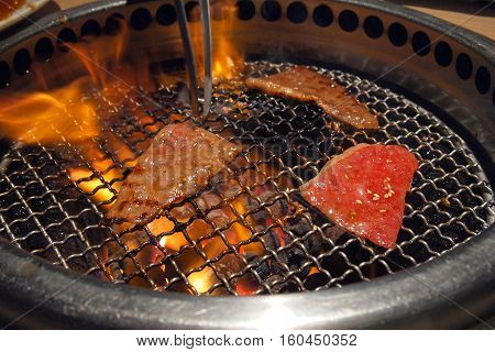 Premium Wagyu Japanese Beef on Flaming Hot Grill