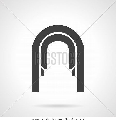 Abstract silhouette of archway. Round arches passage or corridor. Architectural elements for gallery, castle, tunnel. Symbolic black glyph design vector icon.