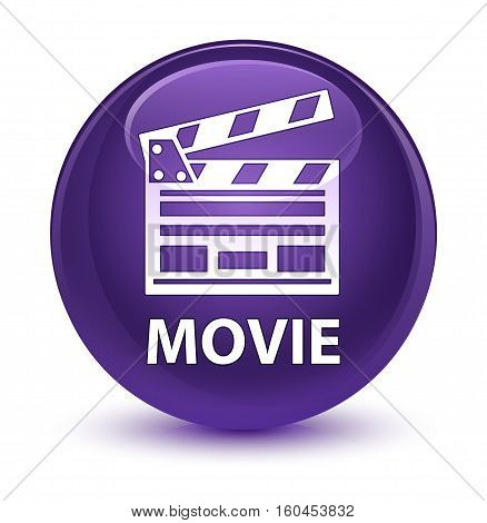 Movie (cinema Clip Icon) Glassy Purple Round Button