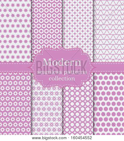 Vector illustration set of seamless modern patterns. Stock vector