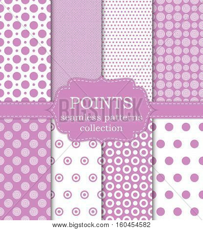Vector illustration set of seamless patterns points. Stock vector