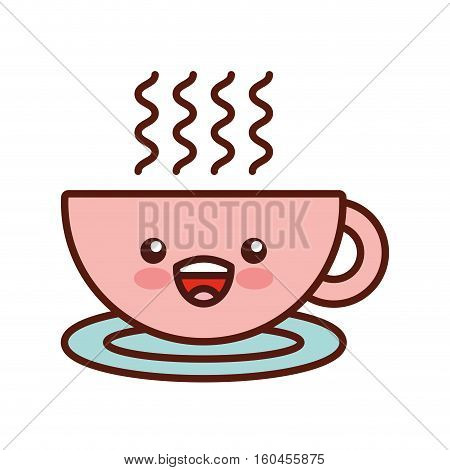 delicious coffee cup kawaii flat icon vector illustration design