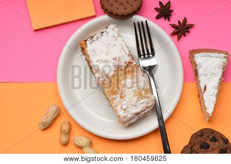 Apple Strudel On White Plate