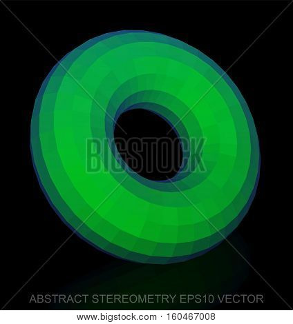Abstract stereometry: low poly Green Torus. 3D polygonal object, EPS 10, vector illustration.