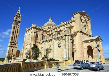 The Basilica of the National Shrine of the Blessed Virgin of Ta Pinu, Roman Catholic minor basilica and national shrine in the village of Gharb on the island of Gozo, the sister island of Malta
