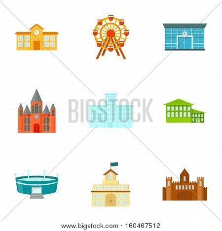 Building set icons in cartoon style. Big collection of building vector symbol stock