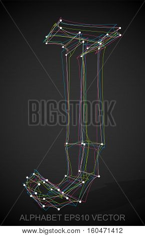 Abstract illustration of a Multicolor sketched J with Transparent Shadow. Hand drawn 3D J for your design. EPS 10 vector illustration.