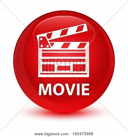 Movie (cinema Clip Icon) Glassy Red Round Button