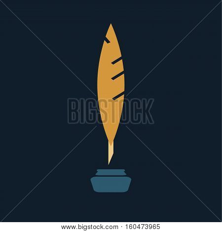 Quill pen feather writing logo design vector stock