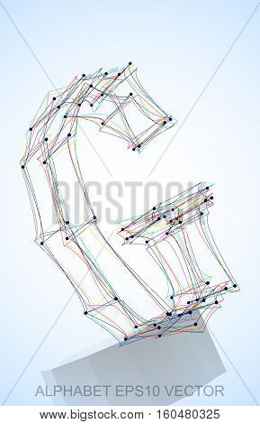 Abstract illustration of a Multicolor sketched G with Reflection. Hand drawn 3D G for your design. EPS 10 vector illustration.