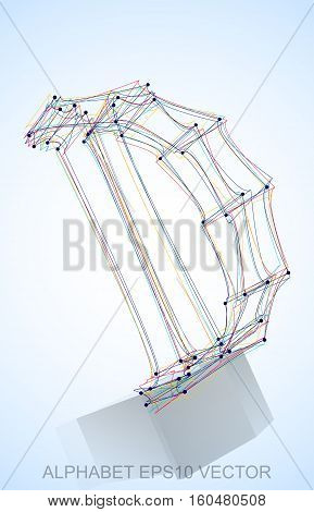 Abstract illustration of a Multicolor sketched D with Reflection. Hand drawn 3D D for your design. EPS 10 vector illustration.
