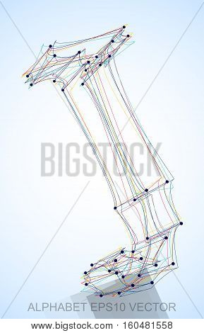 Abstract illustration of a Multicolor sketched J with Reflection. Hand drawn 3D J for your design. EPS 10 vector illustration.
