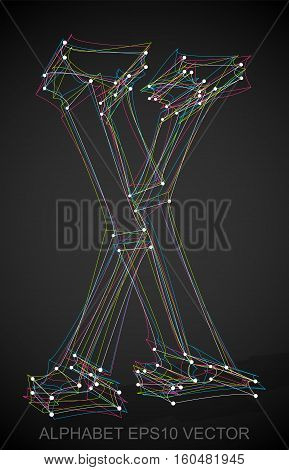 Abstract illustration of a Multicolor sketched X with Transparent Shadow. Hand drawn 3D X for your design. EPS 10 vector illustration.