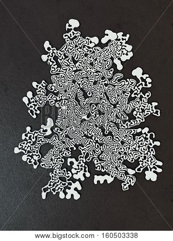 Abstract curly white pattern on dark background 3d rendering