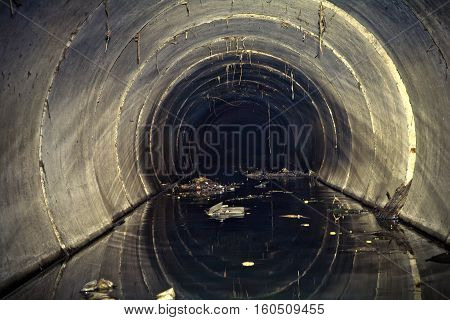 Wastewater from the factory, flowing through the sewer pipe