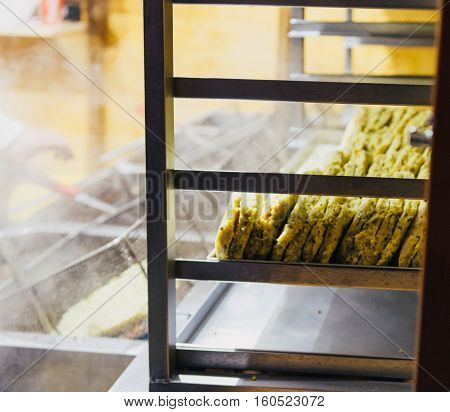 Traditional Luxembourg potatoes food at the Christmas Market