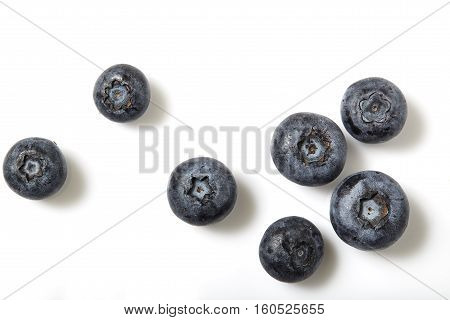 Blueberries (cyanococcus) isolated on white background, snack, weight,