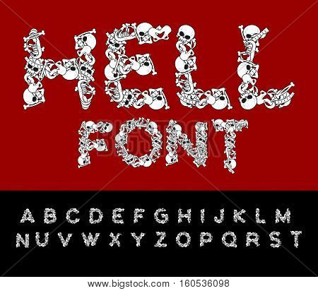 Hell Font. Bones Abc. Skeleton Letters. Skull And Spine. Jaw And Pelvis. Scary Alphabet