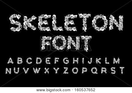 Skeleton Font. Letters Anatomy. Bones Abc. Skull And Spine. Jaw And Pelvis. Hell Scary Alphabet