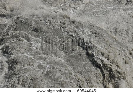 Inguri River. Georgia. Strong current and high level in the river.