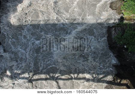 Inguri River. Georgia. Strong current and high level in the river.