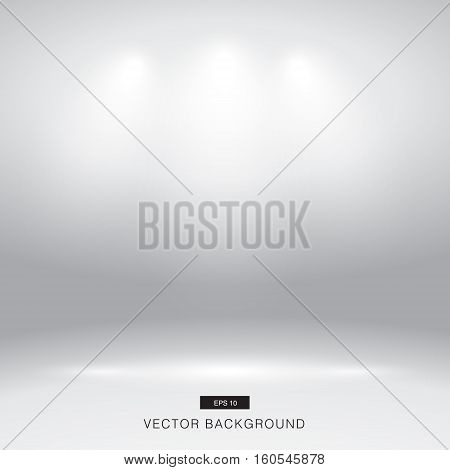 Empty white gallery wall with lights effect for images and advertisement vector