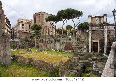 Ancient amazing ruins of Roman Forum. Rome, Italy