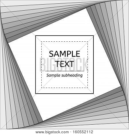 Square vortex card banner clean black and white gradient