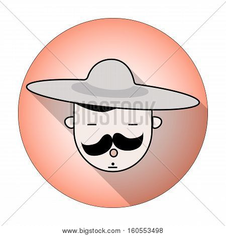 Hipster with mustaches icon in flat design