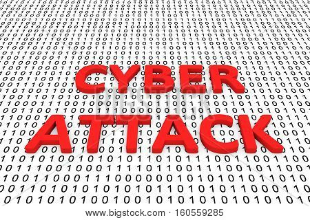 CYBER ATTACK in the form of binary code, 3D illustration