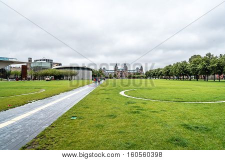 Amsterdam Netherlands - August 3 2016: Stedelijk Museum Amsterdam. It is the largest museum for modern and contemporary art and design in the Netherlands. The historic museum building has been completely renovated