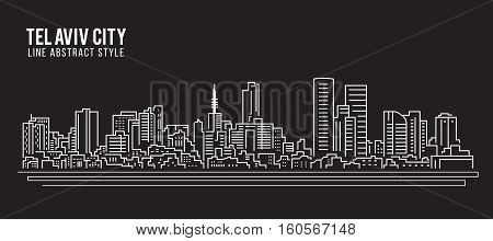 Cityscape Building Line art Vector Illustration design - Tel Aviv city