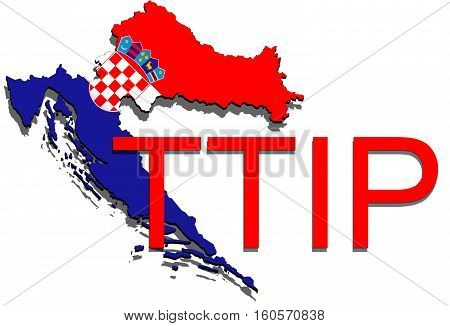 Ttip - Transatlantic Trade And Investment Partnership On Croatia Map