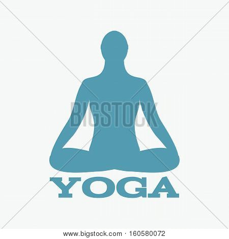 Meditation icon. human meditating in lotus pose..Vector Yoga Pose. Fitness gym and Sport.Relax and zen.