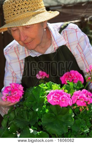 Mujer Senior jardinería