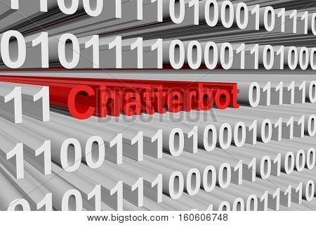 chatterbot are presented in the form of binary code 3d illustration