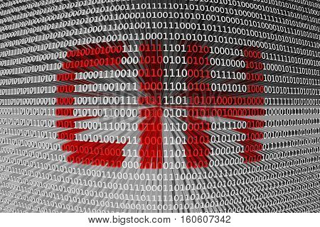 CIH in the form of binary code, 3D illustration
