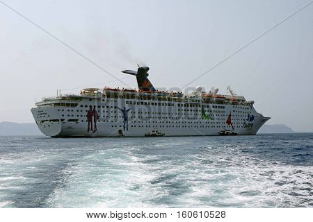 SANTORINI, GREECE - August 17, 2013: Grand Celebration, Ibero Cruises.
