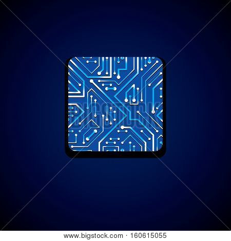 Vector Technology Cpu Design With Square Blue Luminescent Microprocessor Scheme. Computer Circuit Bo