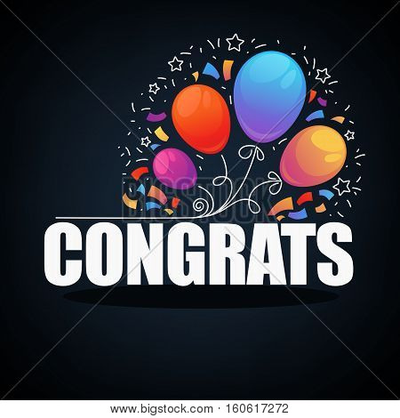 Congratulations banner with balloons confetti and text Congrats.