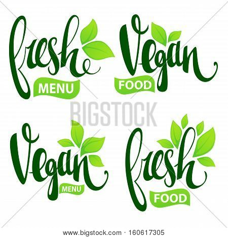 fresh and vegan lettering for your organic food and menu logo