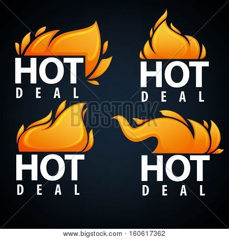 hot deal vector flame banner template design collection