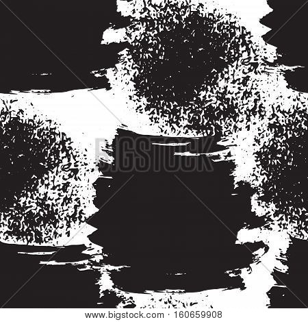 Vector seamless pattern. Abstract background with brush strokes and blots. Monochrome hand drawn texture with grunge striped. Hipster graphic design.