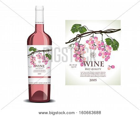 Conceptual label on the bottle  for rose wine
