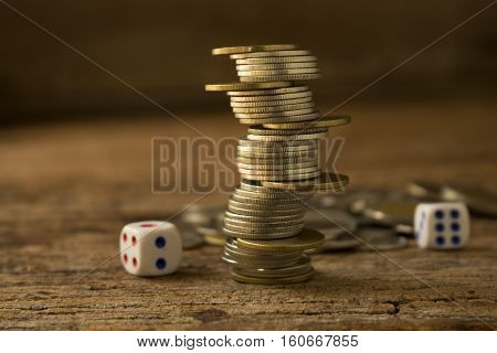 strack of coins make to differrent position concept idea for business and financial