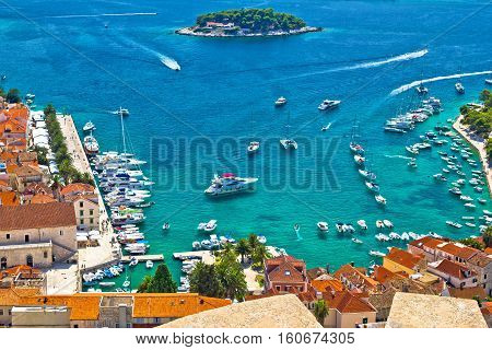 Hvar Bay And Yachting Harbor Aerial View