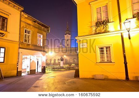 Dolac Square In Zagreb Advent Evening View
