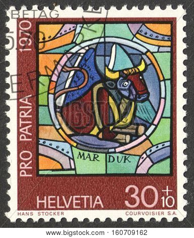 MOSCOW RUSSIA - CIRCA NOVEMBER 2016: a post stamp printed in SWITZERLAND shows 