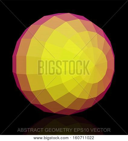 Abstract stereometry: low poly Yellow Sphere. 3D polygonal object, EPS 10, vector illustration.